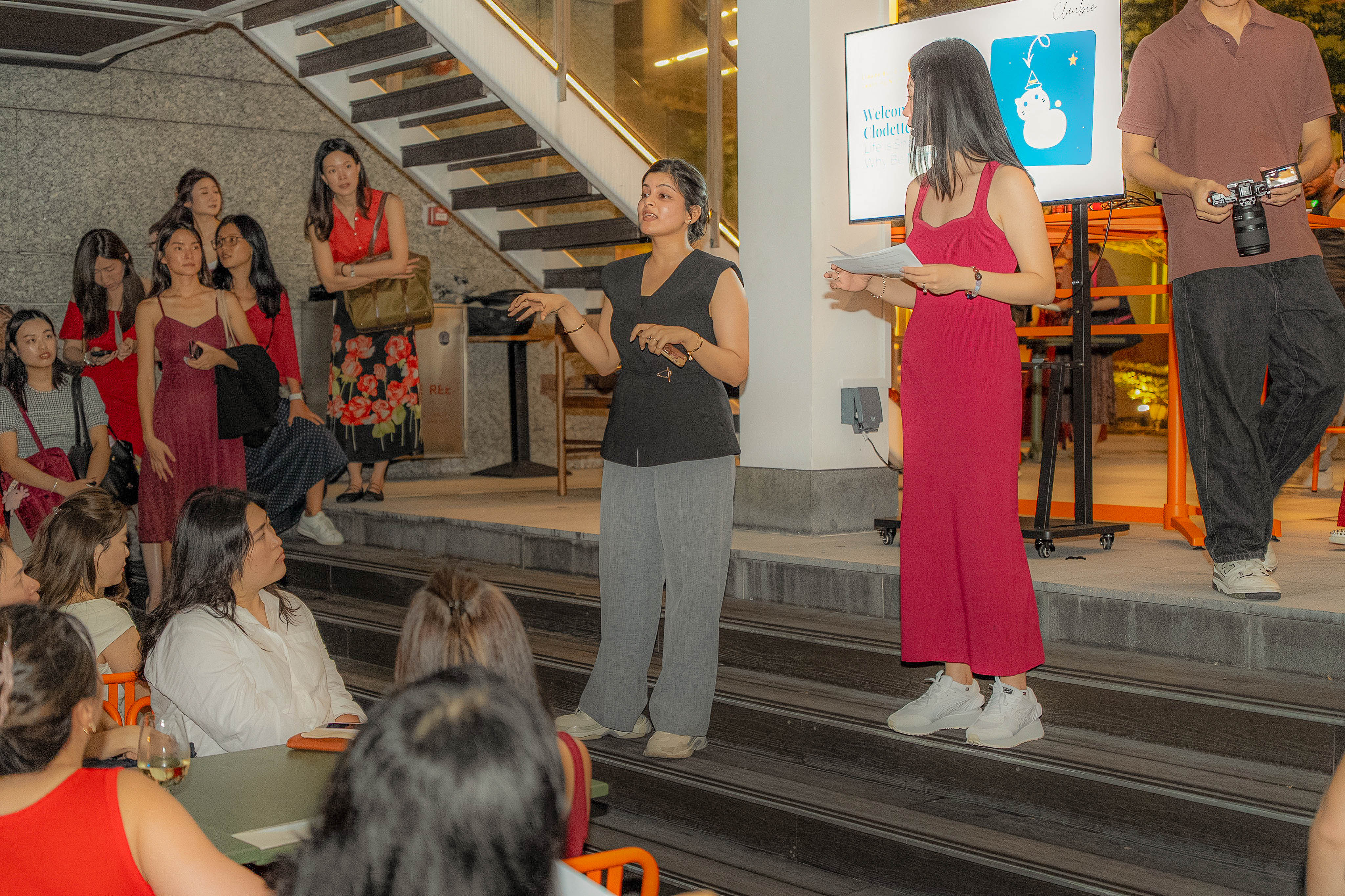Simran Pant on stage sharing her Claude story