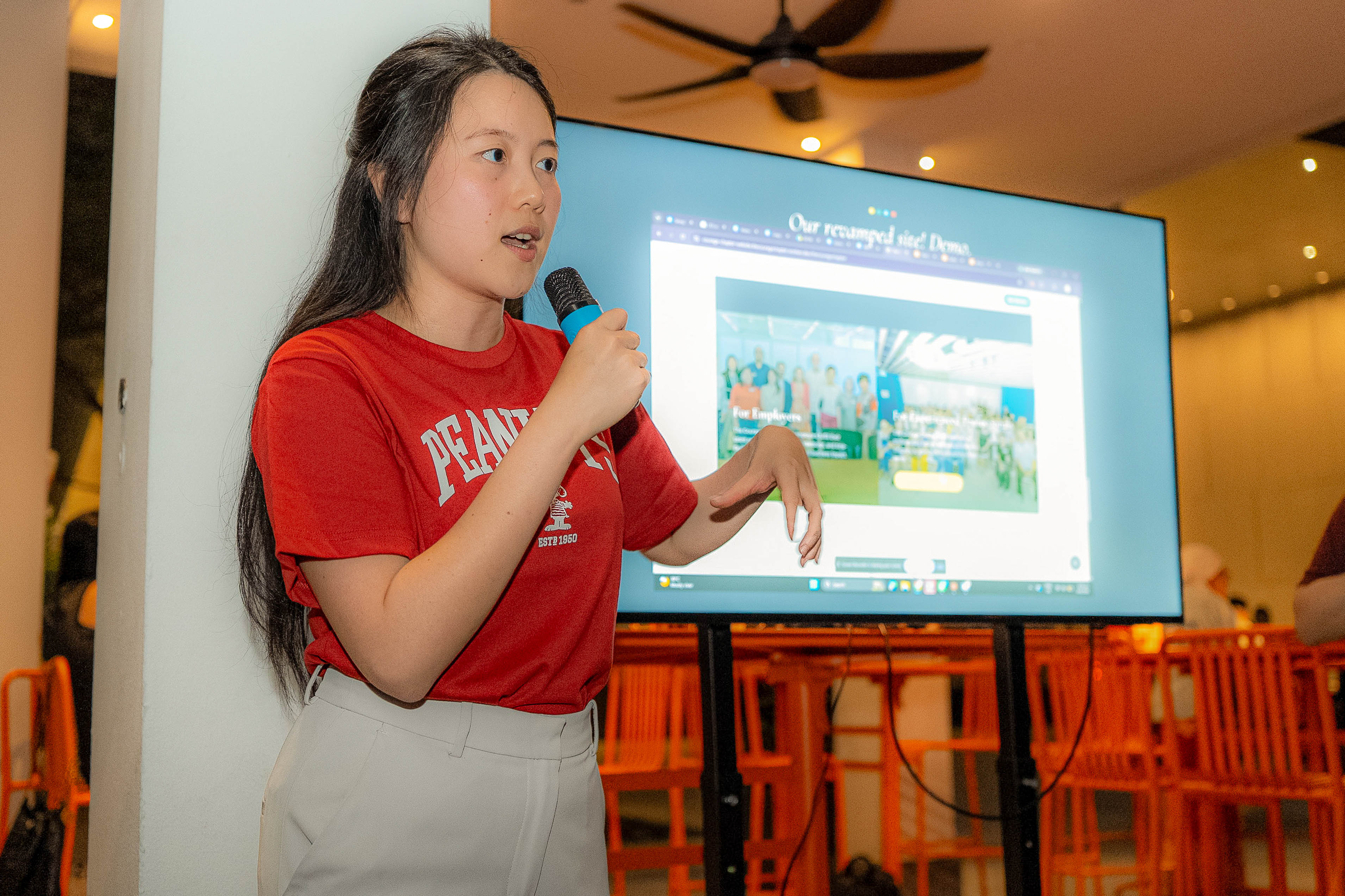 Jesslyn presenting the revamped Courage Chapter site demo